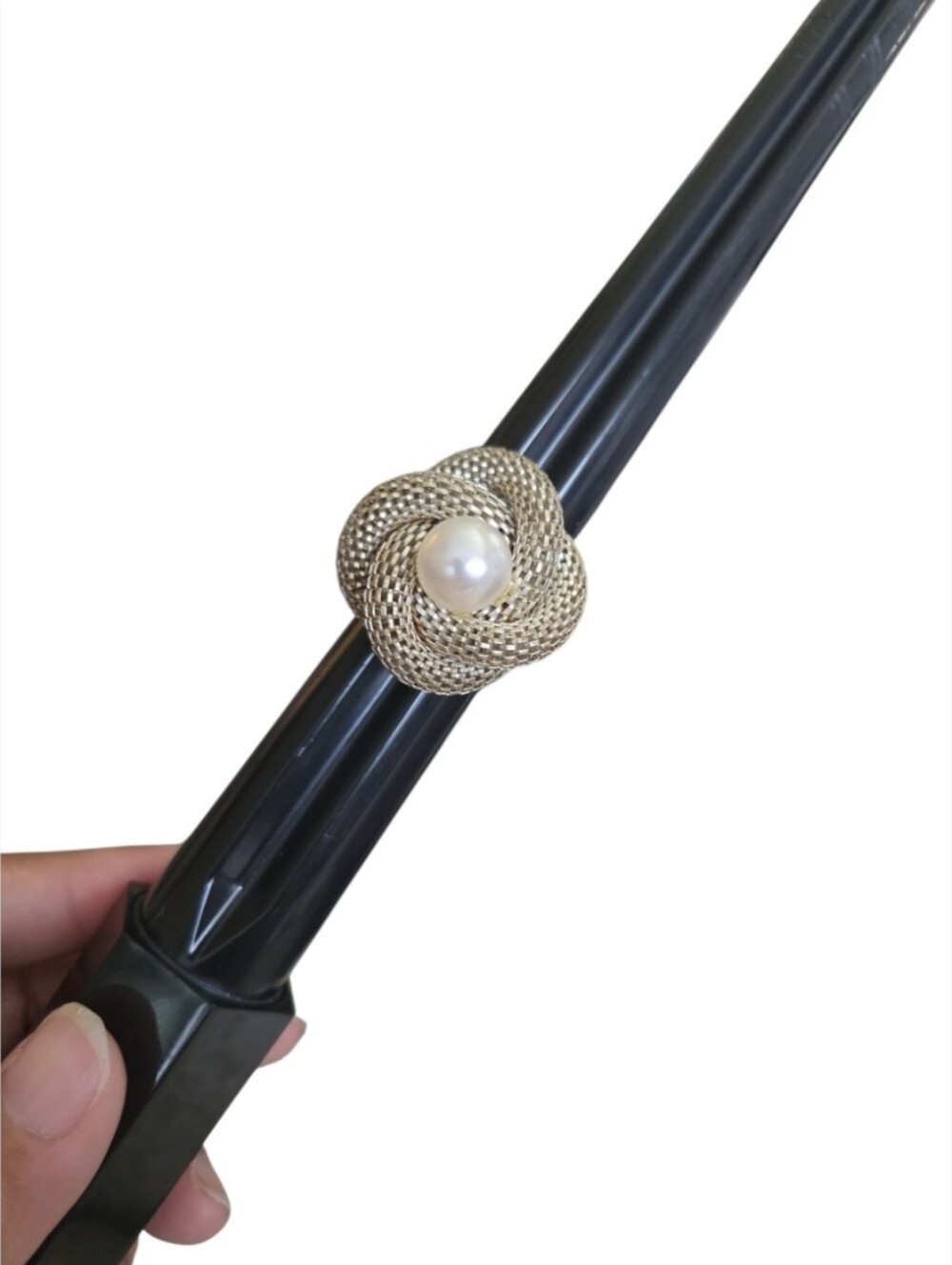 Vintage Size 12 Tarnished Silver-Tone Mesh Pearl Knot Ring